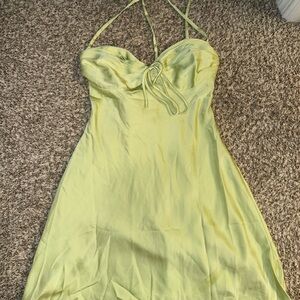 Elegant Lime Green Spaghetti Strap Dress